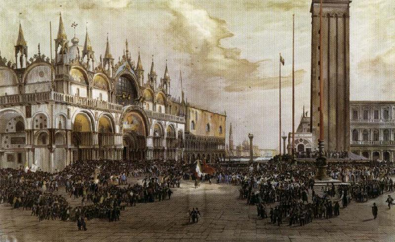  The People of Venice Raise the Tricolor in Saint Mark's Square
